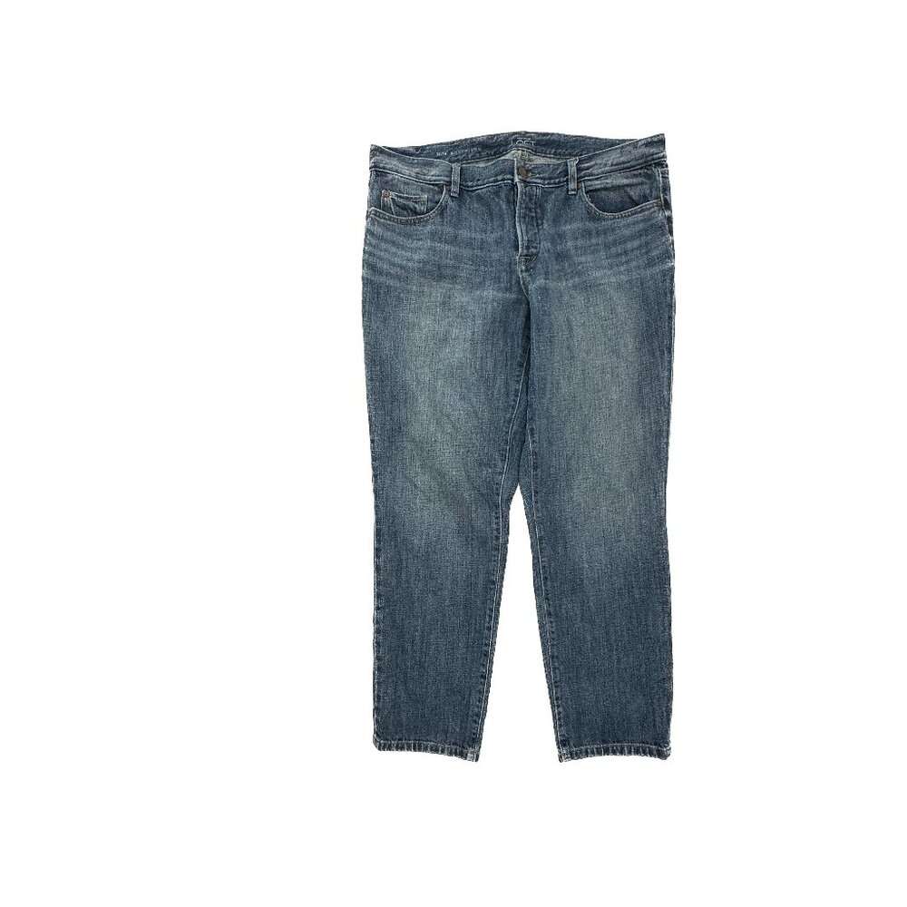 Loft Boyfriend Button Fly Women's size‎ 14 Dark Wash Blue Denim jeans